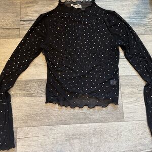 Bear Dance Black Sheer Polka Dot Sequin Top